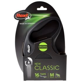 Flexi New Classic Retractable Tape Leash - Black - Medium - 16' Tape (Pets up to 55 lbs)