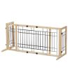 Wood Freestanding Pet Gate;  38"-71" Length Adjustable Dog Gate;  Safety Fence for Stairs Doorways;  Natural