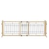 Wood Freestanding Pet Gate;  38"-71" Length Adjustable Dog Gate;  Safety Fence for Stairs Doorways;  Natural