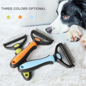 Professional Pet Deshedding Brush 2 Sided Dematting Dog Comb (Color: Red, size: M)